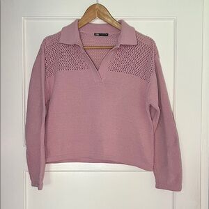 Zara Light Pink V-Neck Sweater